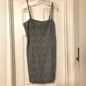 NEW: Grey Stretchy Plaid Mini Dress